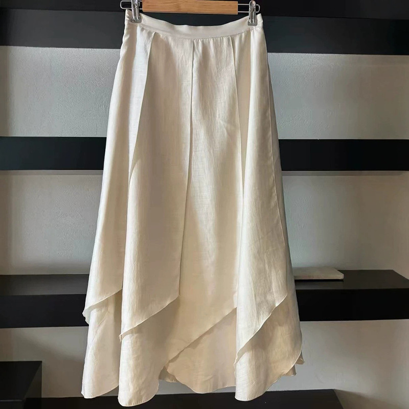 Korean-Style Niche Irregular Minimalist High-End Elegant Versatile Women's Skirt 2026 Spring/Summer New Long Skirt