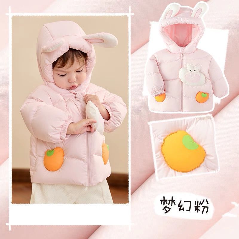 Baby down jacket, boys' winter short coat, cute new style, children's top, green