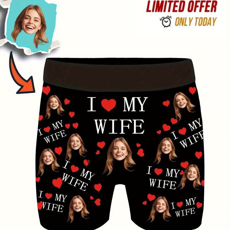 Cross-Border European and American Valentine's Day Face Boxer Briefs Personalized Face Photo Printing Men's Underwear Starting from D