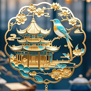 定制透明漆精美中国祥瑞古典神话神鹿金属书签镂空团扇礼品书签
