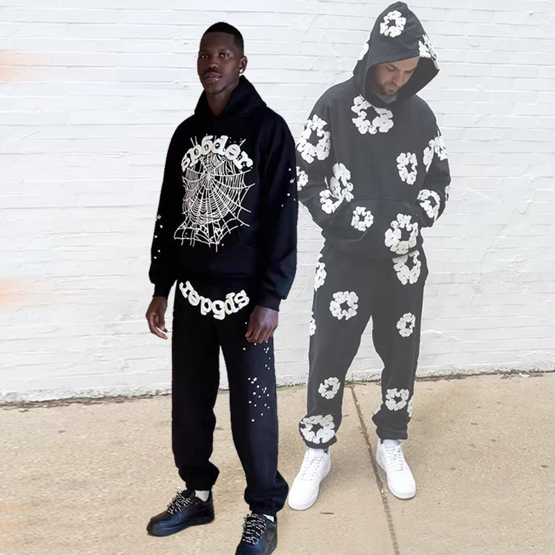 Original Foreign Trade Sp5Der Tears Spider Cotton Sweatshirt 450g Heavyweight 3D Foam Factory Direct Product Original Foreign Trade Sp5Der Tears Spider Cotton Sweatshirt 450g Heavyweight 3D Foam Factory Direct Product