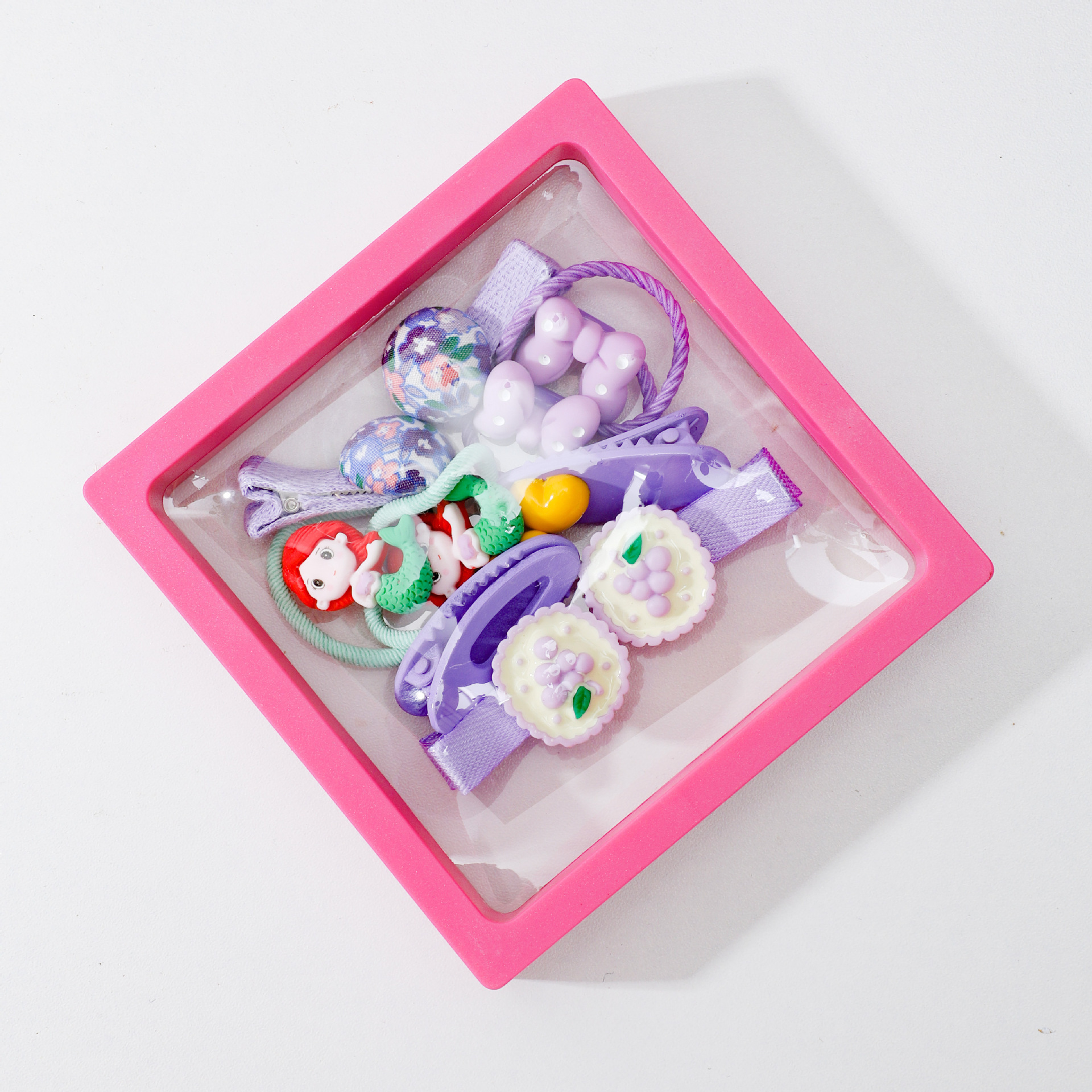 Juego de 10 piezas de accesorios para el cabello en caja-púrpura