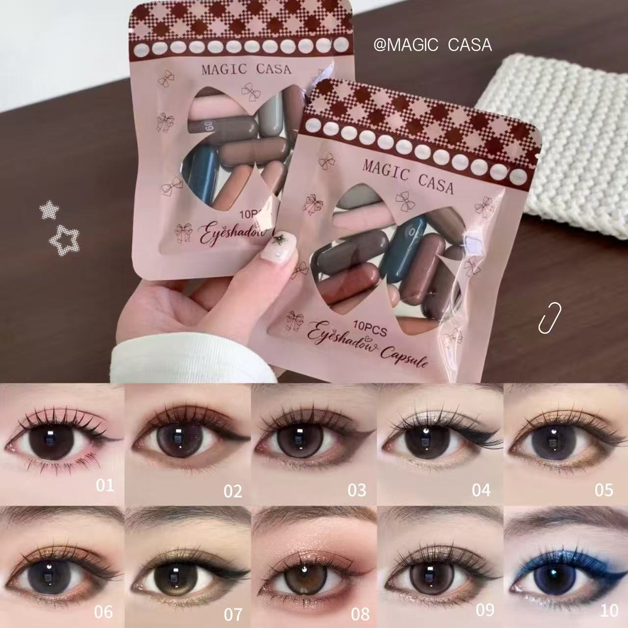 【Exclusive for Cross-Border Sales】10-Color Starfall Capsule Eyeshadow, Highlighter with Fine Shimmer, Brightening and Sparkling Eye Makeup