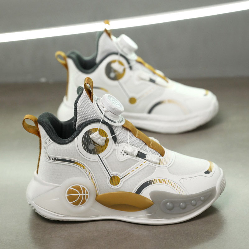 Zapatillas de baloncesto para niños verano 2025 nuevas zapatillas de entrenamiento profesional con superficie de malla transpirable para niños zapatillas de deporte antideslizantes para niños