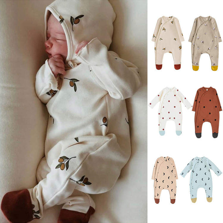 2022 Autumn New Baby Cotton Footwear Pajamas Ins European And American Baby Long-sleeved One-piece Newborn Baby Romper