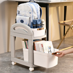 Book bag storage rack movable book rolling cart desk side storage shelf office dorm snack storage box