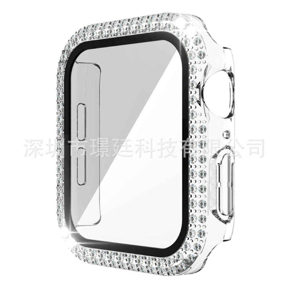 Suitable for Apple Double Diamond Frame Steel Case PC case PC case Apple Watch8/SE/7/6/5/4/32