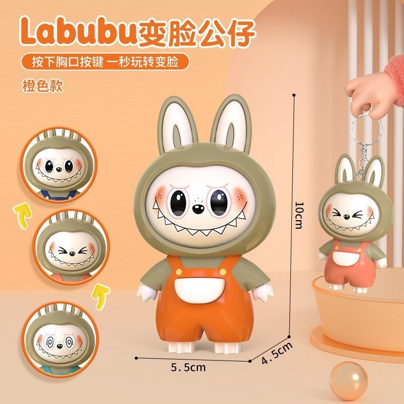 Labubu プレス顔変更キーホルダー人形ペンダント減圧おもちゃ子供の小さなギフト漫画フィギュア装飾品|undefined
