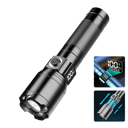 LCD Digital Electric Display Hidden Fast Charging Aluminum Alloy Long-Range Laser Cannon Portable Outdoor Lighting Torch