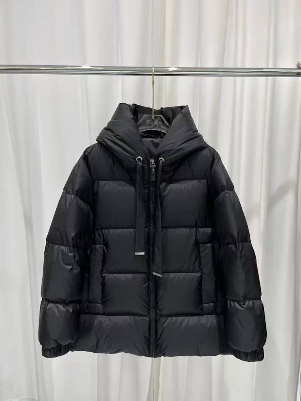 2025冬季欧版M白鸭绒连帽羽绒服女短款面包服高端潮流外套百搭|undefined
