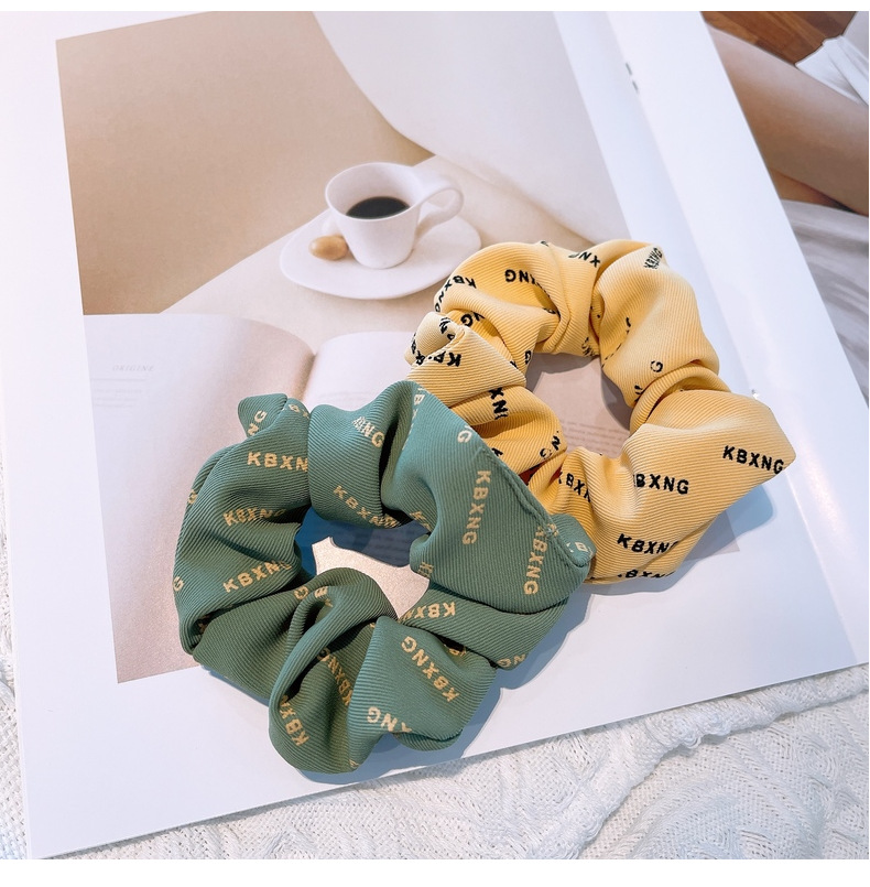 15g Weight Headwear Classification Birthday Occasion Geometric Pattern Women'S Gender Retro Style Khaki, White, Green, Blue, Yellow, Black Color Korean Retro Letter Wave Dot Hair Scrunchies 29