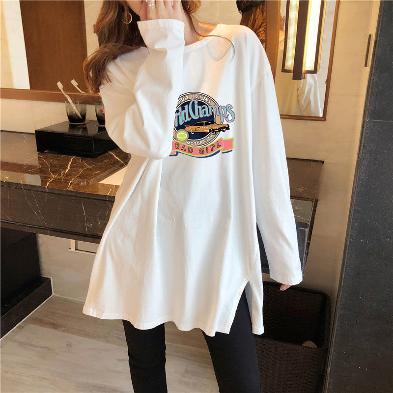 妊婦の秋服の上着の綿の中の長いタイプのゆったりしている減齢の長袖のtシャツのファッション的なタイプの底のシャツの秋冬の妊婦の上着|undefined