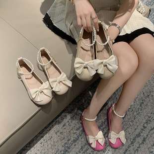 Fairy Style Flats Shoes for Women 2025 Spring and Summer Mary Jane Shallow Mouth Round Toe Bean Shoes Scoop Shoes with Skirt