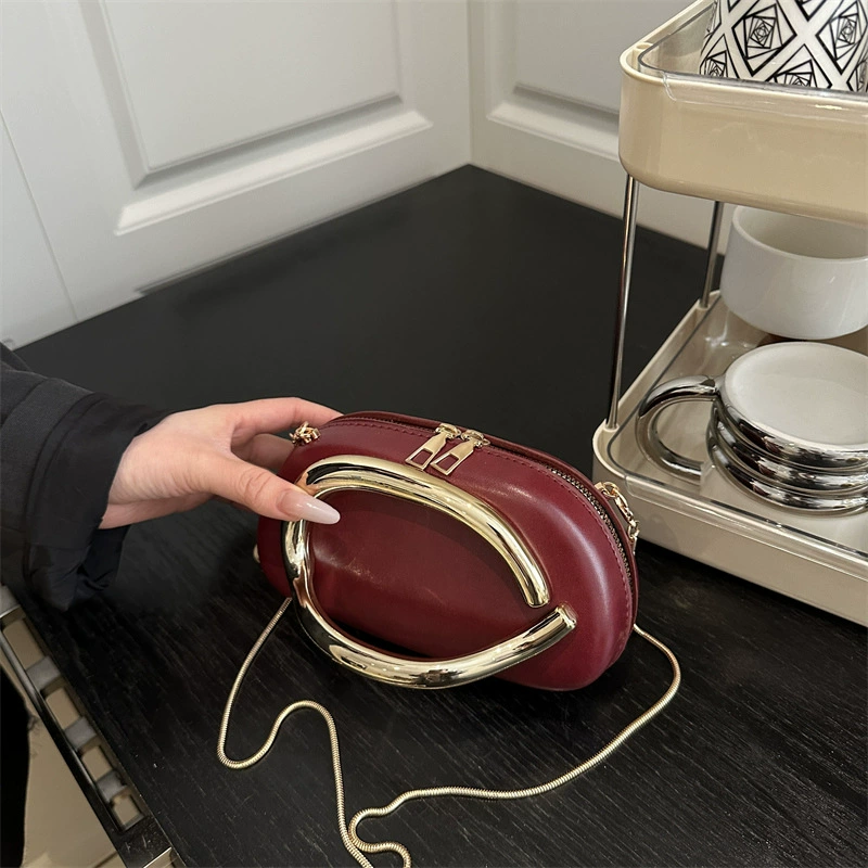Трансграничная европейская и американская классическая круглая ручная сумка для ужина, модная мини-ретро сумка через плечо с металлической ручкой и цепочкой для женщин