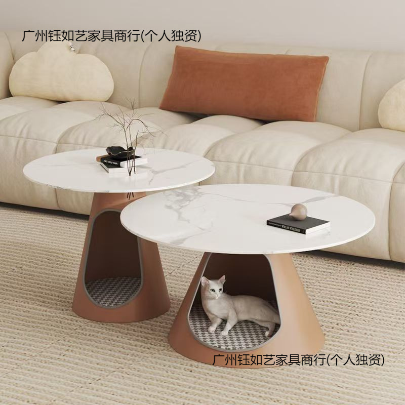 极简茶桌装组合岩板茶机现代简约圆形小户型茶几客厅家用客厅桌|undefined