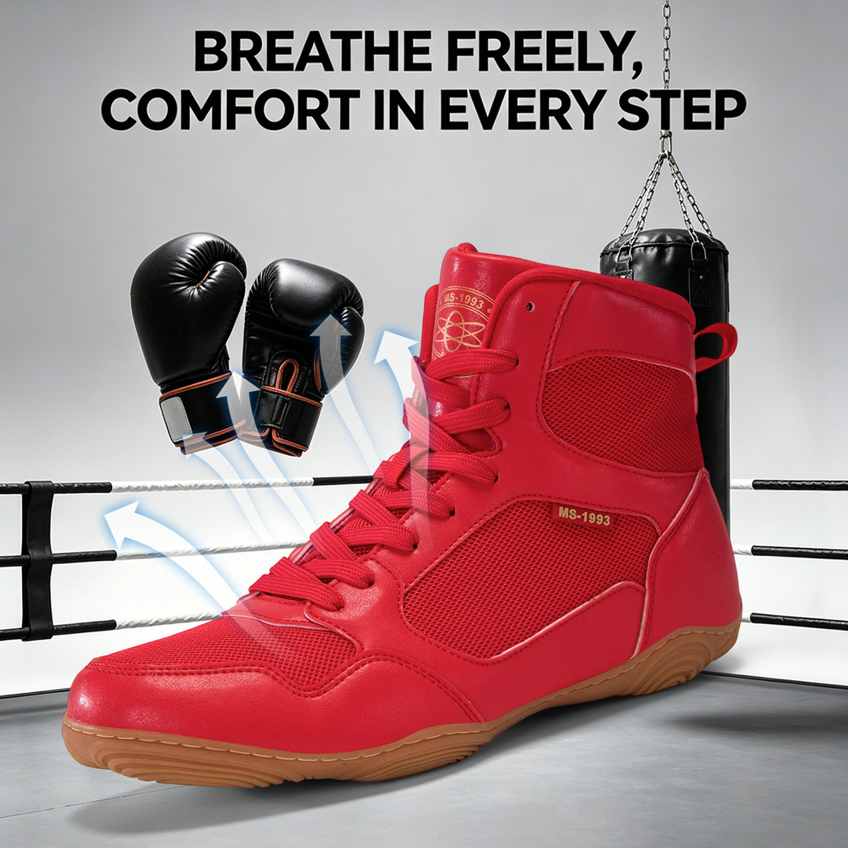 New Style Weightlifting Shoes for Men, Fighting Wrestling Shoes, Short Wrestling Boots, Long Boots, Fighting Boxing Boots with Durable Rubber Soles