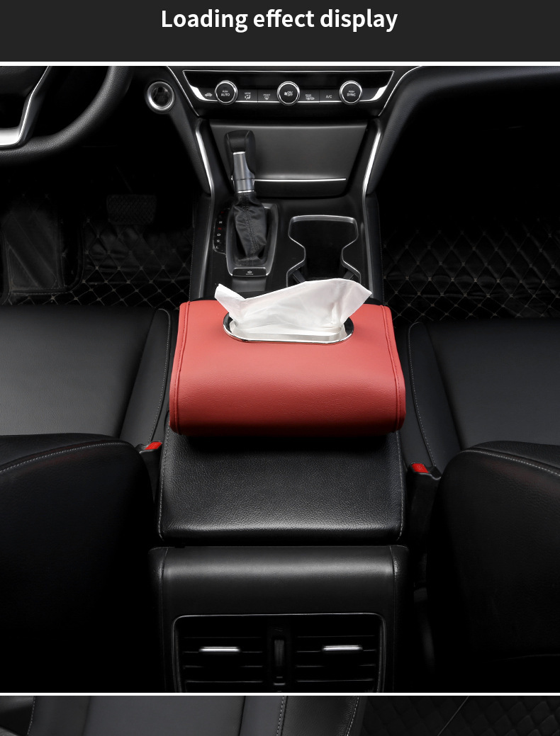 Car-mounted tissue box, armrest box, hanging tissue box, car seat back, center console, multifunctional, high-end leather tissue box