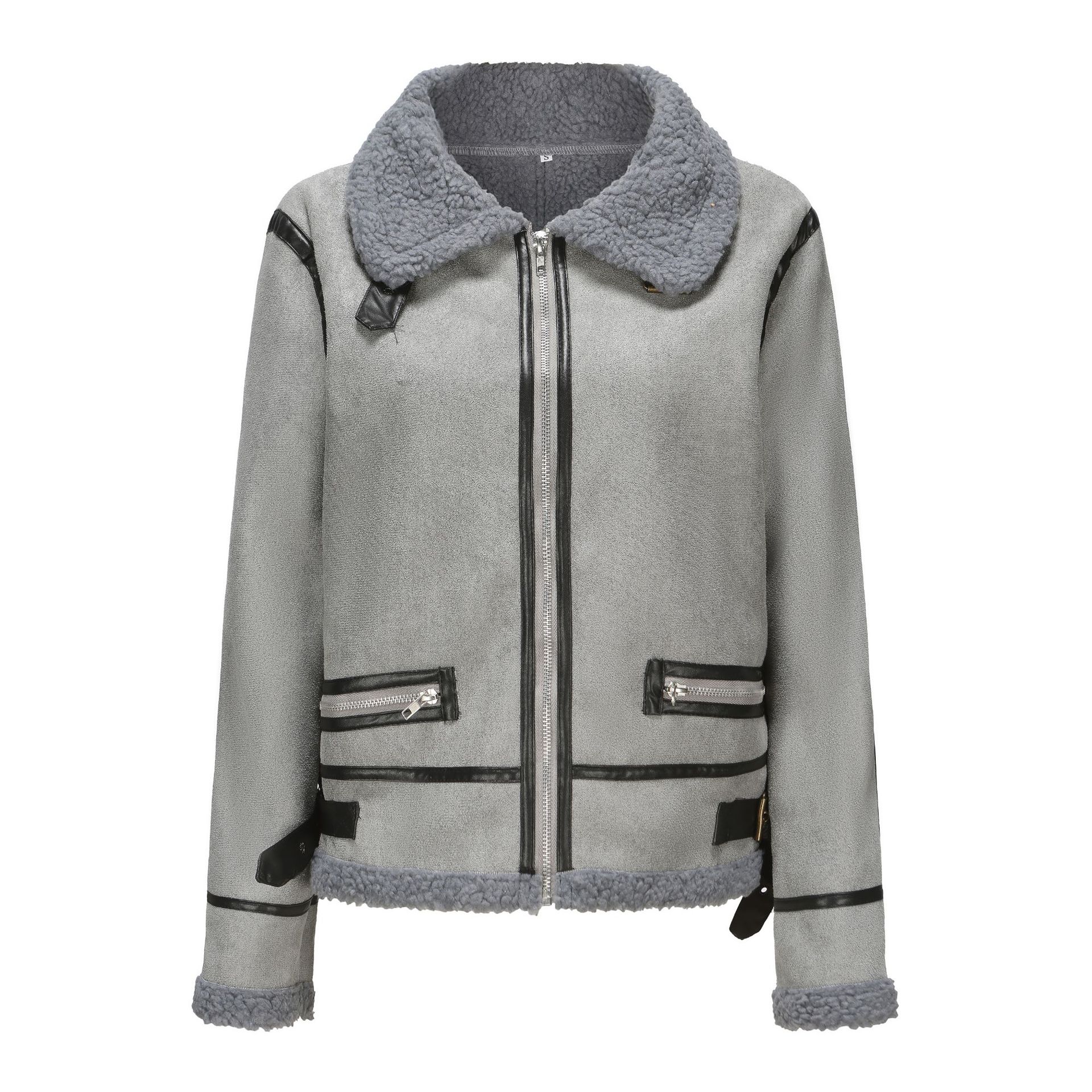 Pelliccia di pecora corta da donna con pelliccia spessa_voghion.com