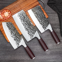 Forged Hammer-Grain Chef's Knife, Household Cleaver for Chopping, Slicing, and Cutting—Sharp Blade for Vegetables, Meat, and Bone-Cutting; Premium Kitchen Bone-Handling Knife Set
