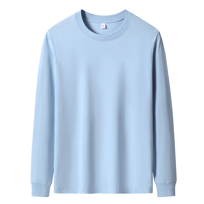 Heavyweight Men's Long-Sleeve T-Shirt, Cotton Youth Base Layer Shirt, Autumn Shirt, T-Shirt Underwear, Crew Neck, Ribbed Edge, Korean Style, Loose Fit