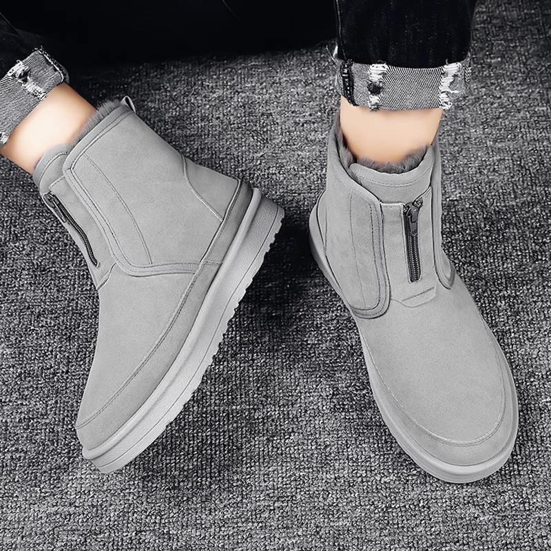 Snow boots for men's winter casual warmth New Classic Men Woman Boots Zipper Snow Boots Chestnut Warm Low Medium Top Boot_voghion.com