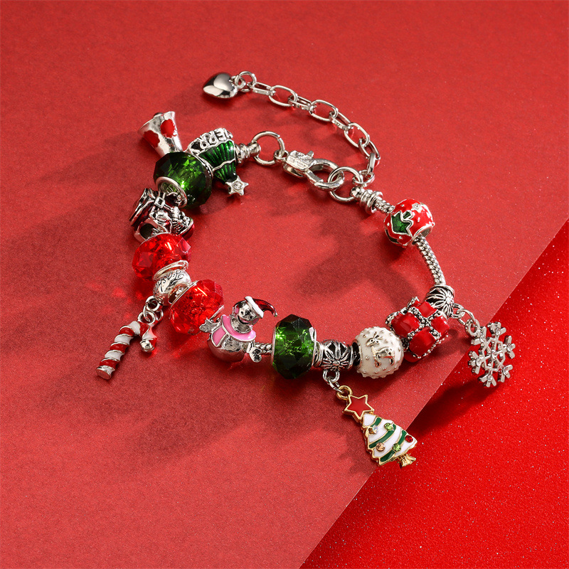 Fábrica transfronteriza al por mayor Santa Claus árbol de Navidad pulsera DIY cuentas de cristal pulsera de cuentas regalo de Navidad
