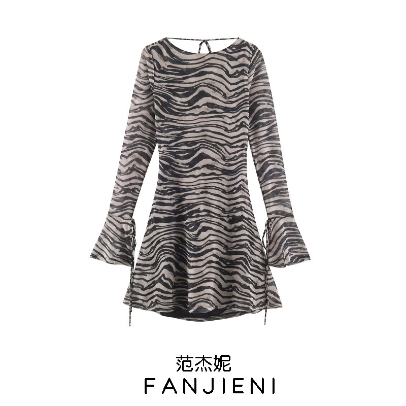 ZR Foreign Trade Wholesale European and American Style Women's Clothing Fashionable Animal Print Long Sleeve Dress 5039846 ZR Foreign Trade Wholesale European and American Style Women's Clothing Fashionable Animal Print Long Sleeve Dress 5039846
