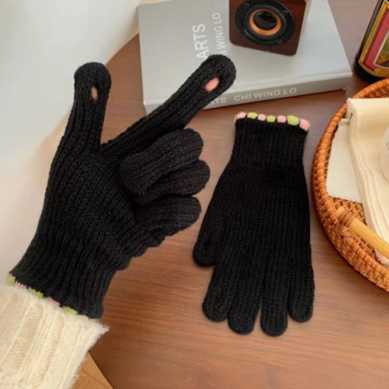 Guantes de moda de punto de lana mujeres invierno lindo ciclismo cálido rocío dos dedos hombres y mujeres parejas guantes de año nuevo estudiante