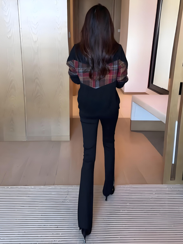 长袖印花短外套女2025秋冬新款时髦洋气拼接上衣休闲加绒夹克开衫|undefined