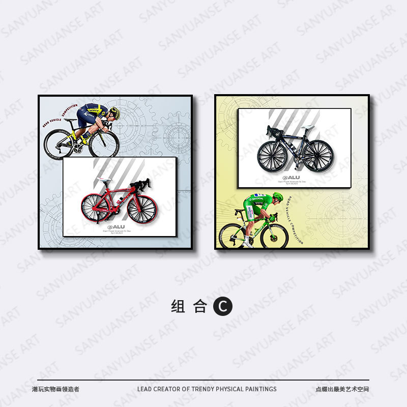 Bicicleta colgante pintura bicicleta de aleación retro modelo de bicicleta antigua bicicleta de metal habitación de los niños dormitorio pintura decorativa