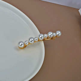 欧美跨境珍珠弹簧夹优雅百搭发饰厂家直销量大从优
