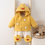 2025婴幼儿冬季外穿加绒加厚保暖童套装可爱卡通男女宝宝分体棉服