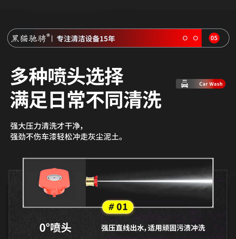 Black Cat High-Pressure Car Washer 220V Household Multi-Function High-Power Cleaning Machine for Car Wash Shops and Farms