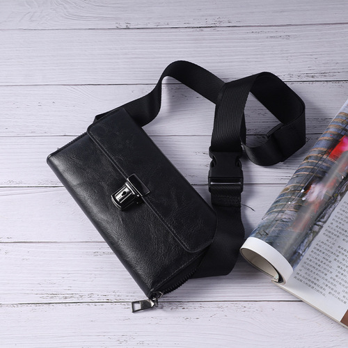 New European and American-style men's business wallet: short, versatile clutch bag made of foldable cowhide with a neutral PVC design—available in mid-length options.