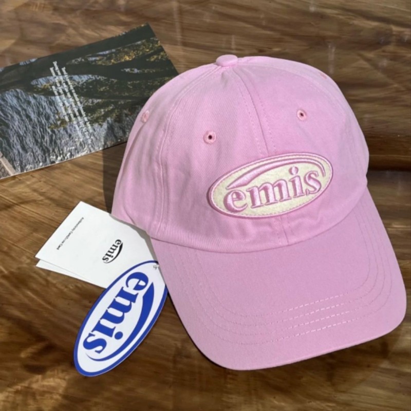 現物韓国潮牌emis帽子クラシック男女カップルモデルと高品質コーラアルファベット刺繍野球|undefined