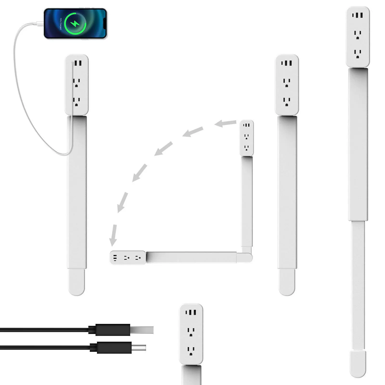 Cross-border new product retractable extended power socket, power socket extender can rotate the socket 180°