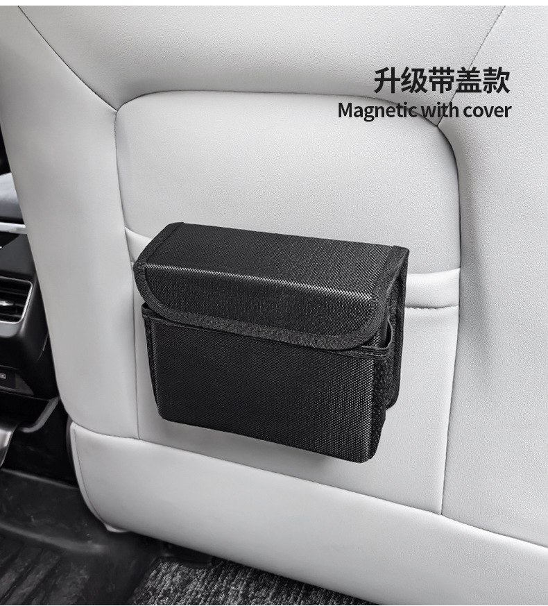 Car Trash Can Car Storage Box Foldableing Covered Hanging Seat Back Storage Bag Storage Box Interior Supplies
