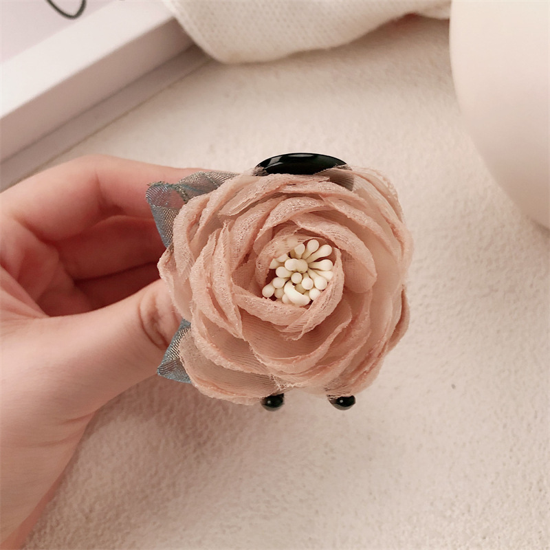 Nuevo anillo de cabello de flores de malla de goma de goma de goma de cabello de la chica de la cola de cabello de la chica pequeña fragancia