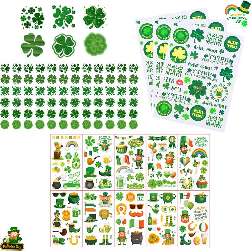 St. Patrick's Day Party Party Lucky Shamrock Glitter Sticker Irish Clover Waterproof Tattoo Sticker