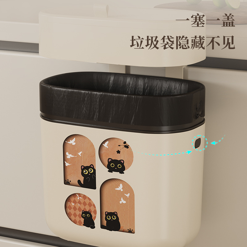 厨房垃圾桶家用免弯腰高颜值壁挂带盖厨余卫生间大容量垃圾专用桶|undefined