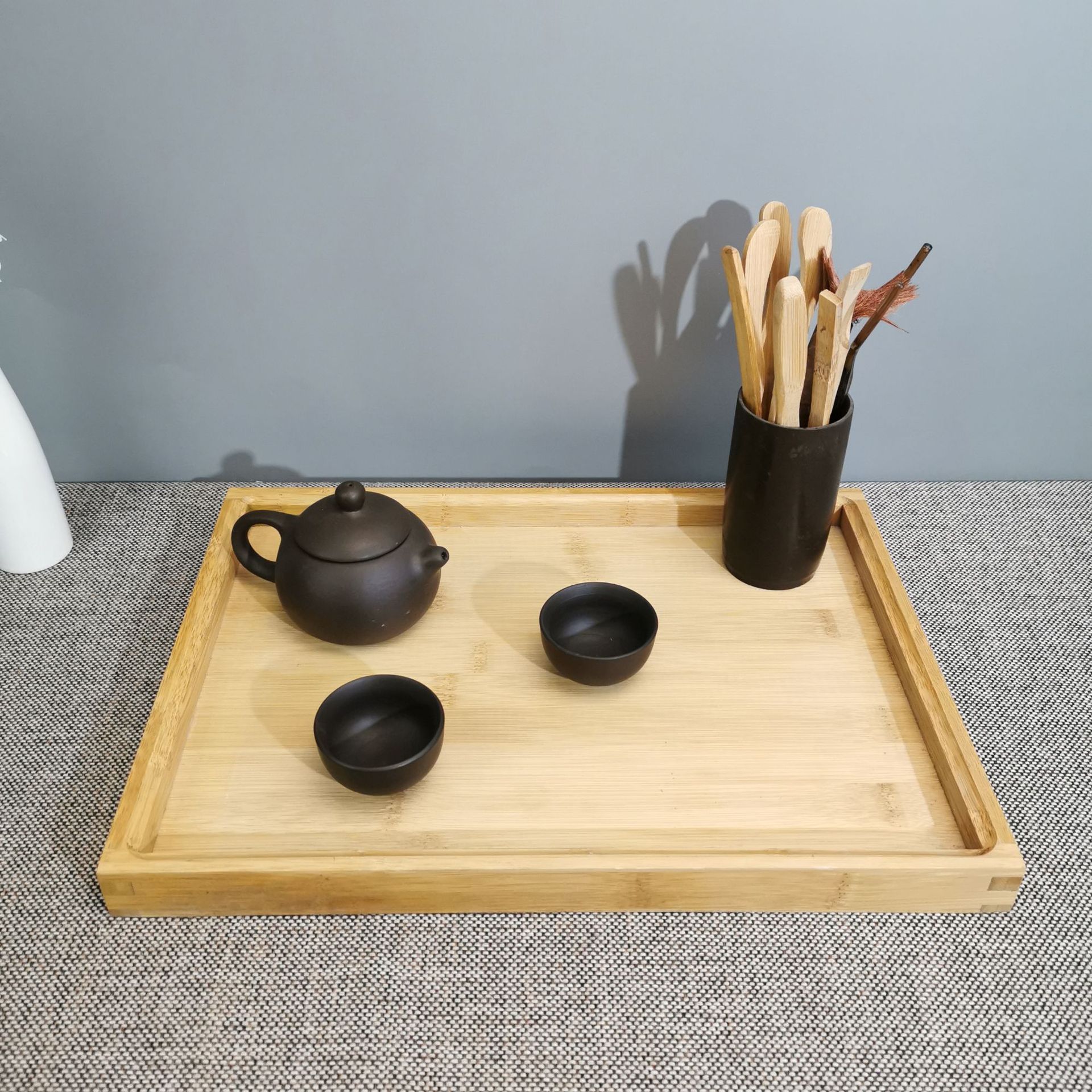 竹托盘简约家用酒店餐厅茶具茶盘木质长方形日式竹制茶托盘定制