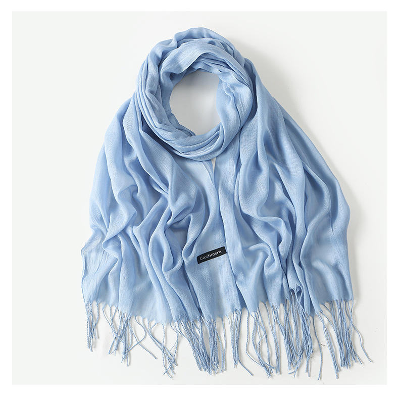130g Weight Scarf Classification Holiday, Daily Occasion Polyester Material Solid Color Pattern Autumn&Winter Season Women's Gender Tassel Design Elegant, Classic Style Style Women's Elegant Classic Style Solid Color Polyester Tassel Scarf