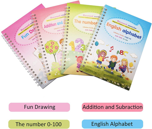 Cross-border English Groove Practice Calligraphy Painting Preschool Pen Control Writing Stickers Children's Enlightenment Magic Writing Stickers Set
