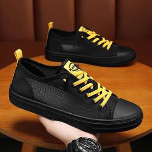 Men's Shoes Summer Hollow Mesh Shoes New Style 2025 Breathable Fashion Versatile One-Leg Men's Shoes Lightweight Soft Sole Stain-Resistant