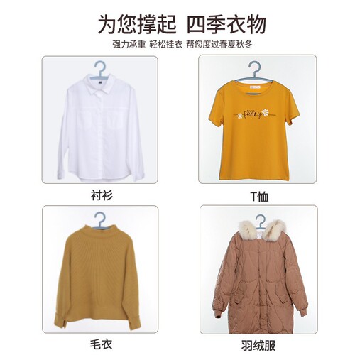 Plastic wide-shoulder clothes hanger, non-slip, mark-free, anti-deformation, prevents bulging at shoulder corners, suitable for sweaters, coats, and shirts.