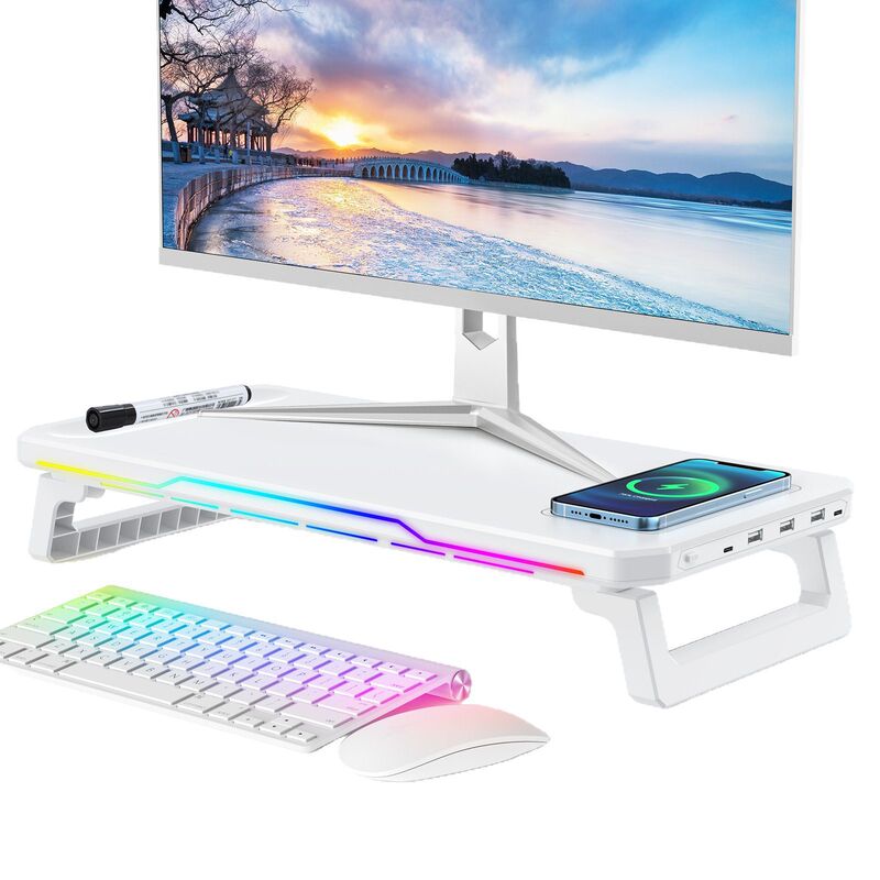 RGB Gaming Plastic Stand USB-C 4-Port HUB + 15W Wireless Charger Compatible with MacBook CE FCC Certified