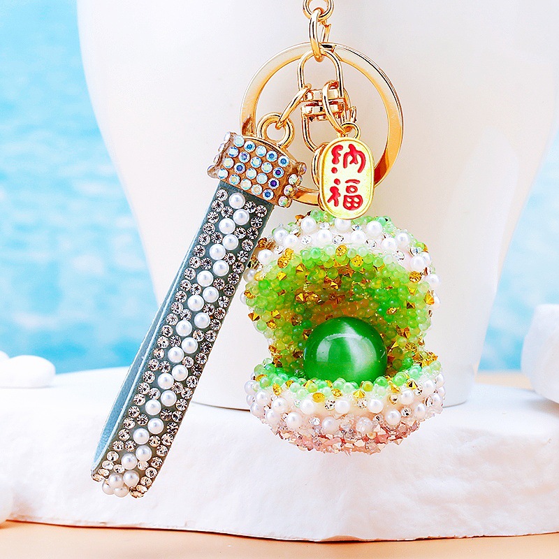 A828 cornucopia shell bubble beads green