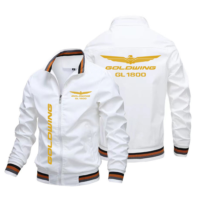 2025 Cross-Border Stand-Up Collar Zipper Jacket European and American Men's Honda Gold Wing Casual Jacket Trendy Fashion Sports Motorcycle