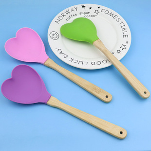 in stock love silicone spatula high color value long handle mixing spoon wooden handle silicone spatula kitchen utensils cream spatula