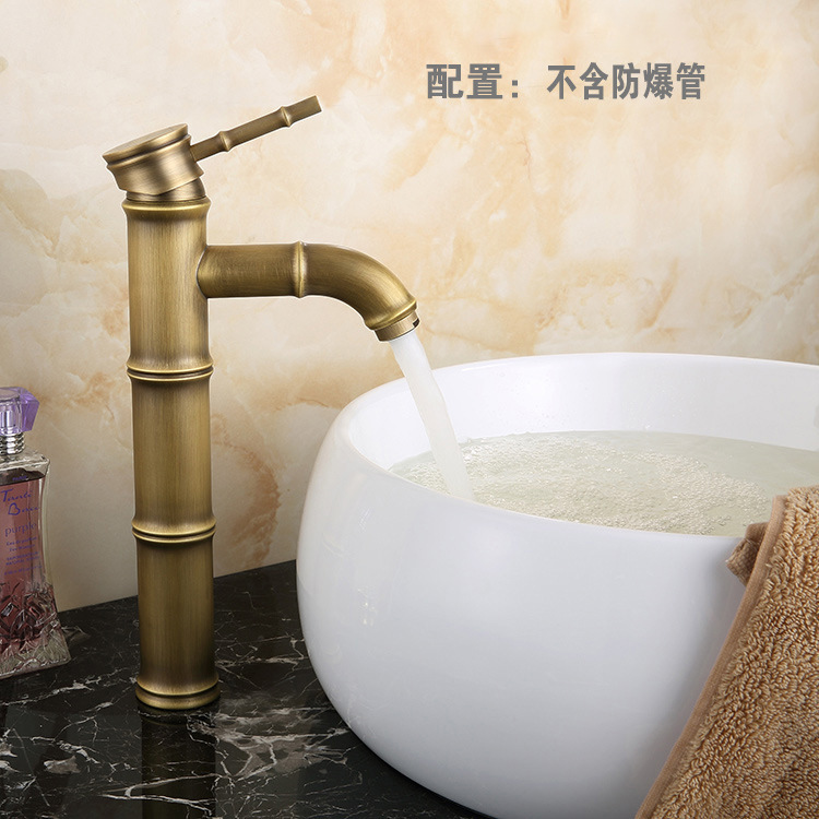 欧式仿古全铜台上盆水龙头竹节面盆水龙头浴室冷热水脸盆水龙头|undefined
